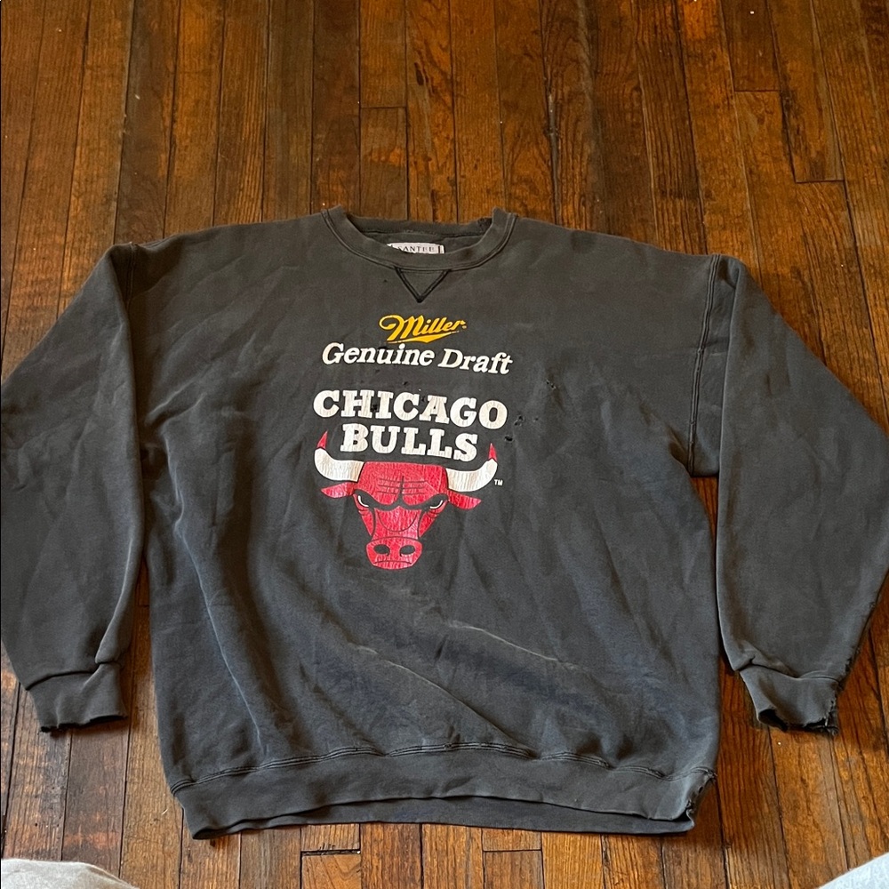 Vintage 90 Chicago Bulls Miller Genuine Draft Faded Sweater Santee Tag